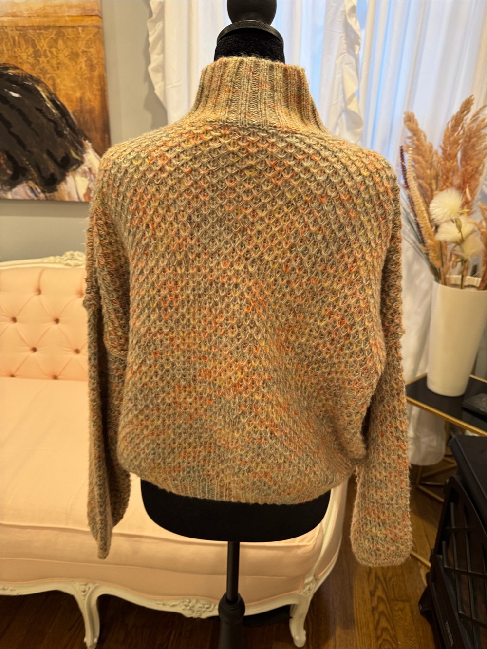 Neutral Multicolor Ribbed Turtleneck Sweater - Women - Picture 4 of 7